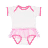 4422 Rabbit Skins Infant Tutu Baby Rib Bodysuit White/ Raspberry