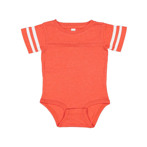 4437 Rabbit Skins Infant Football Fine Jersey Bodysuit Vintage Orange/ Blended White