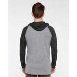 6917 LAT Fine Jersey Hooded Long Sleeve Raglan T-Shirt Granite Heather/ Vintage Smoke/ Black