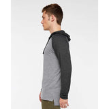 6917 LAT Fine Jersey Hooded Long Sleeve Raglan T-Shirt Granite Heather/ Vintage Smoke/ Black