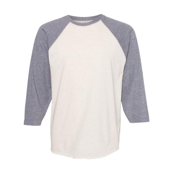 6930 LAT Baseball Fine Jersey Three-Quarter Sleeve Tee Natural Heather/ Granite Heather