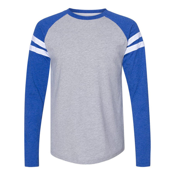 6934 LAT Fine Jersey Mash Up Long Sleeve Tee Vintage Heather/ Vintage Royal