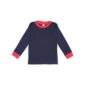 101Z Rabbit Skins Infant Baby Rib Pajama Long Sleeve Top Navy/ Red