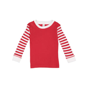 101Z Rabbit Skins Infant Baby Rib Pajama Long Sleeve Top Red/ Red-White Stripe/ White