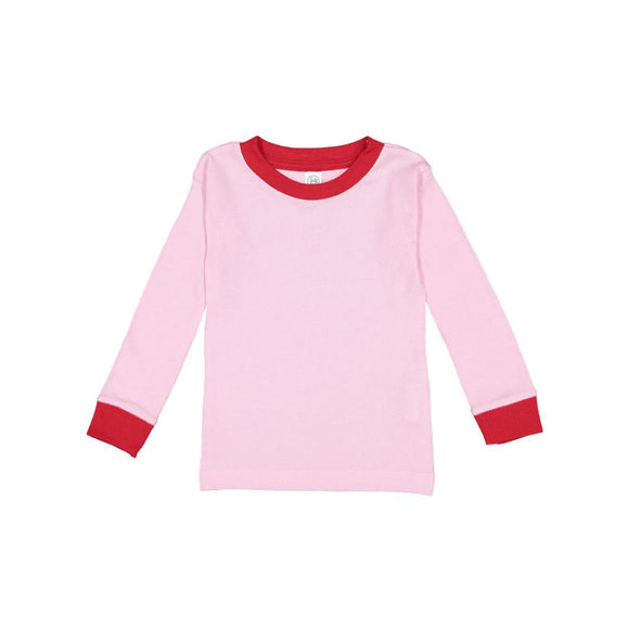 201Z Rabbit Skins Toddler Baby Rib Pajama Long Sleeve Top Pink/ Red