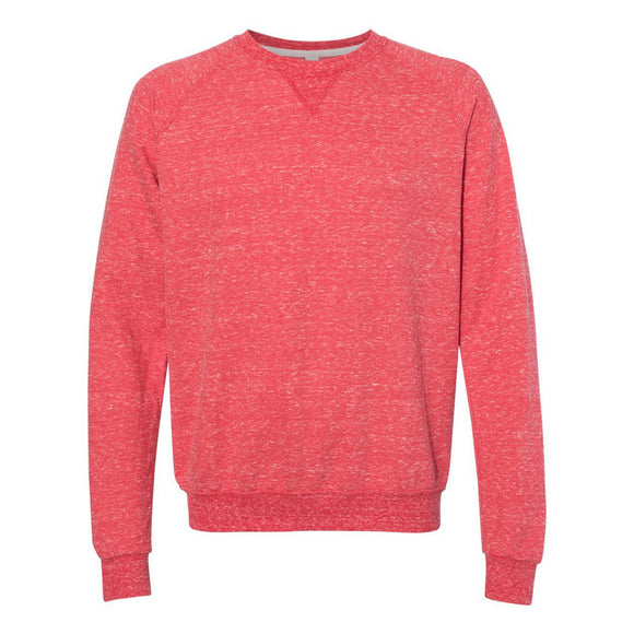 91MR JERZEES Snow Heather French Terry Crewneck Sweatshirt Red