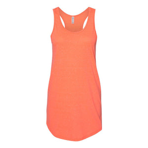 88WTKR JERZEES Women's Snow Heather Jersey Racerback Tank Top Bright Coral