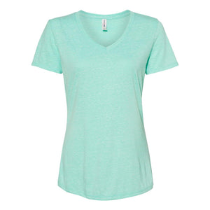 88WVR JERZEES Women's Snow Heather Jersey V-Neck T-Shirt Mint