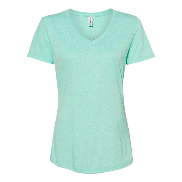 88WVR JERZEES Women's Snow Heather Jersey V-Neck T-Shirt Mint