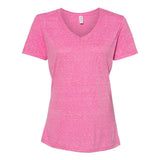 88WVR JERZEES Women's Snow Heather Jersey V-Neck T-Shirt Pink