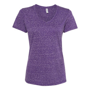 88WVR JERZEES Women's Snow Heather Jersey V-Neck T-Shirt Purple