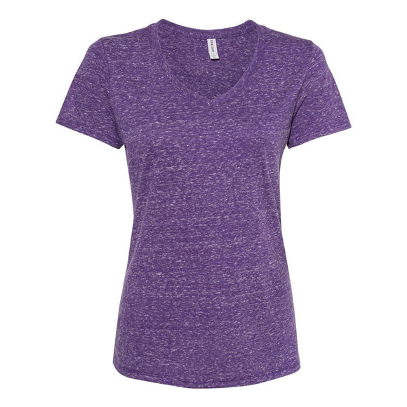 88WVR JERZEES Women's Snow Heather Jersey V-Neck T-Shirt Purple