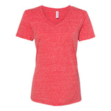 88WVR JERZEES Women's Snow Heather Jersey V-Neck T-Shirt Red