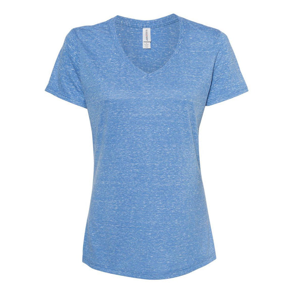 88WVR JERZEES Women's Snow Heather Jersey V-Neck T-Shirt Royal