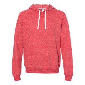 90MR JERZEES Snow Heather French Terry Raglan Hooded Sweatshirt Red