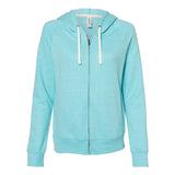 92WR JERZEES Women's Snow Heather French Terry Full-Zip Hooded Sweatshirt Caribbean Blue