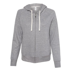 92WR JERZEES Women's Snow Heather French Terry Full-Zip Hooded Sweatshirt Charcoal