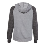 92WR JERZEES Women's Snow Heather French Terry Full-Zip Hooded Sweatshirt Charcoal/ Black Ink