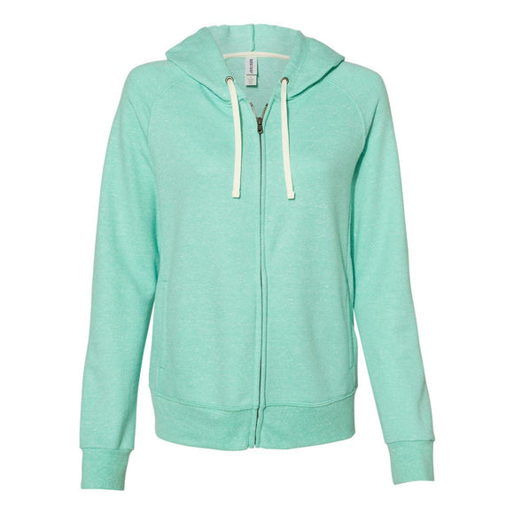 92WR JERZEES Women's Snow Heather French Terry Full-Zip Hooded Sweatshirt Mint