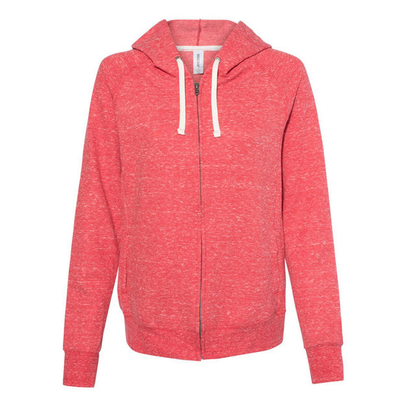 92WR JERZEES Women's Snow Heather French Terry Full-Zip Hooded Sweatshirt Red