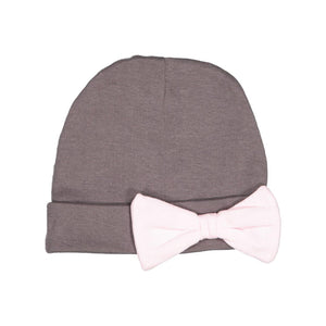 4453 Rabbit Skins Premium Jersey Infant Bow Cap Charcoal/ Ballerina