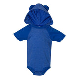 4417 Rabbit Skins Fine Jersey Infant Short Sleeve Raglan Bodysuit with Hood & Ears Vintage Royal/ Royal