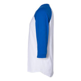 560RR JERZEES Premium Blend Ringspun Three-Quarter Sleeve Raglan Baseball T-Shirt White/ Royal