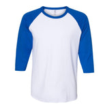 560RR JERZEES Premium Blend Ringspun Three-Quarter Sleeve Raglan Baseball T-Shirt White/ Royal