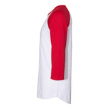 560RR JERZEES Premium Blend Ringspun Three-Quarter Sleeve Raglan Baseball T-Shirt White/ True Red