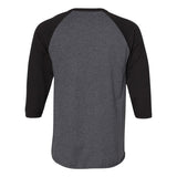 560RR JERZEES Premium Blend Ringspun Three-Quarter Sleeve Raglan Baseball T-Shirt Black Ink Heather/ Black Ink