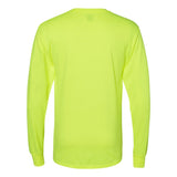 W120 Hanes Workwear Long Sleeve Pocket T-Shirt Safety Green