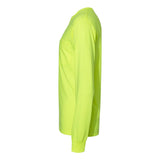 W120 Hanes Workwear Long Sleeve Pocket T-Shirt Safety Green