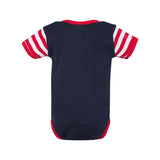 4400 Rabbit Skins Infant Baby Rib Bodysuit Navy/ Red/ Red & White Stripe