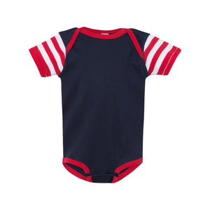 4400 Rabbit Skins Infant Baby Rib Bodysuit Navy/ Red/ Red & White Stripe