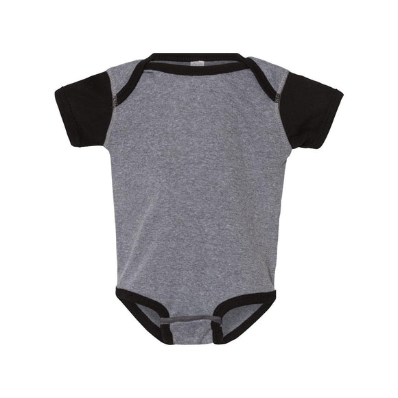 4400 Rabbit Skins Infant Baby Rib Bodysuit Granite Heather/ Black