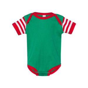 4400 Rabbit Skins Infant Baby Rib Bodysuit Kelly/ Red/ Red & White Stripe