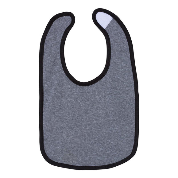 1004 Rabbit Skins Infant Contrast Trim Premium Jersey Bib Granite Heather/ Black