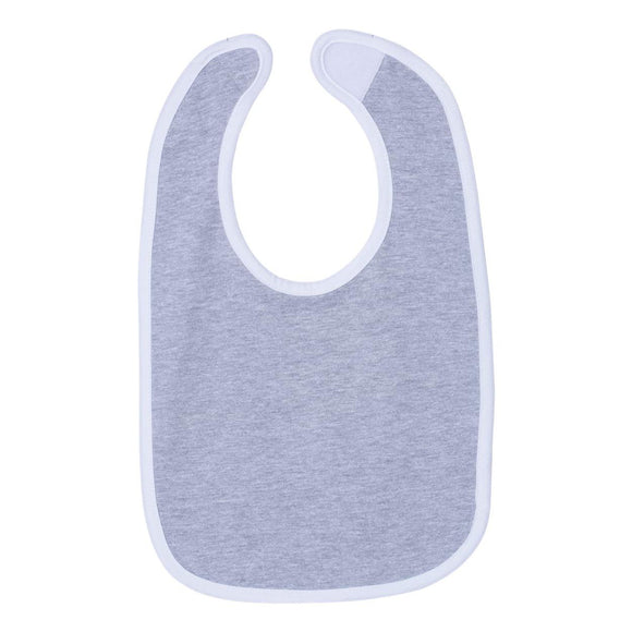 1004 Rabbit Skins Infant Contrast Trim Premium Jersey Bib Heather/ White