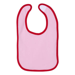 1004 Rabbit Skins Infant Contrast Trim Premium Jersey Bib Pink/ Red