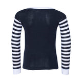 201Z Rabbit Skins Toddler Baby Rib Pajama Long Sleeve Top Navy/ Navy & White Stripe