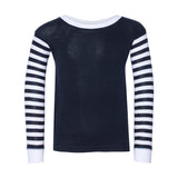 201Z Rabbit Skins Toddler Baby Rib Pajama Long Sleeve Top Navy/ Navy & White Stripe