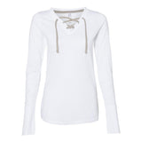 3538 LAT Women's Fine Jersey Lace-Up Long Sleeve T-Shirt Blended White/ Titanium