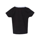 3329 Rabbit Skins Toddler Girls' Ruffle Neck Fine Jersey Tee Black/ White