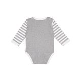 4411 Rabbit Skins Infant Long Sleeve Baby Rib Bodysuit Heather/ Heather/ White Stripe