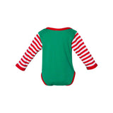 4411 Rabbit Skins Infant Long Sleeve Baby Rib Bodysuit Kelly/ Red/ Red & White Stripe