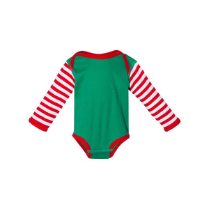 4411 Rabbit Skins Infant Long Sleeve Baby Rib Bodysuit Kelly/ Red/ Red & White Stripe