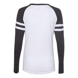 3534 LAT Women's Fine Jersey Mash Up Long Sleeve T-Shirt Blended White/ Vintage Smoke