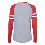 3534 LAT Women's Fine Jersey Mash Up Long Sleeve T-Shirt Vintage Heather/ Vintage Red