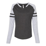 3534 LAT Women's Fine Jersey Mash Up Long Sleeve T-Shirt Vintage Smoke/ Vintage Heather