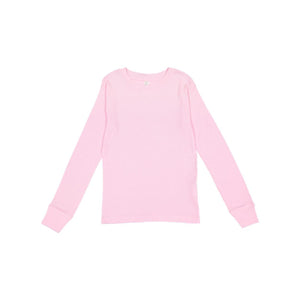 611Z LAT Youth Baby Rib Pajama Long Sleeve Top Pink